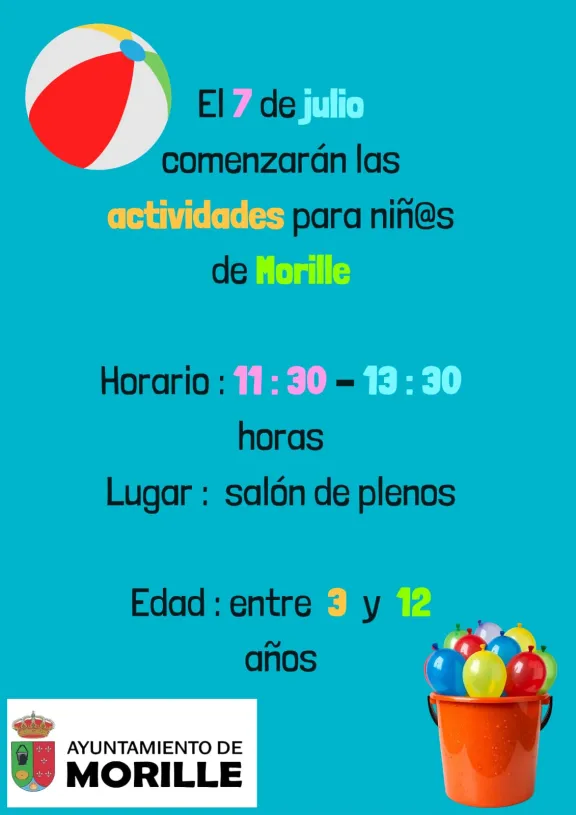 Actividades para ni&ntilde;@s de Morille a partir del 7 de julio